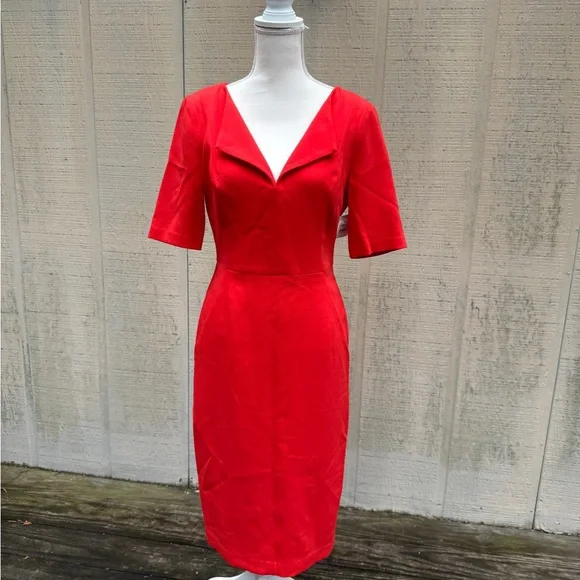 Black Halo Vibrant Red Sheath Midi Dress - Picture 2 of 9